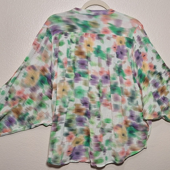Anthropologie Pilcro  Sidney Batwing Blouse in a colorful watercolor Xl - Picture 2 of 3
